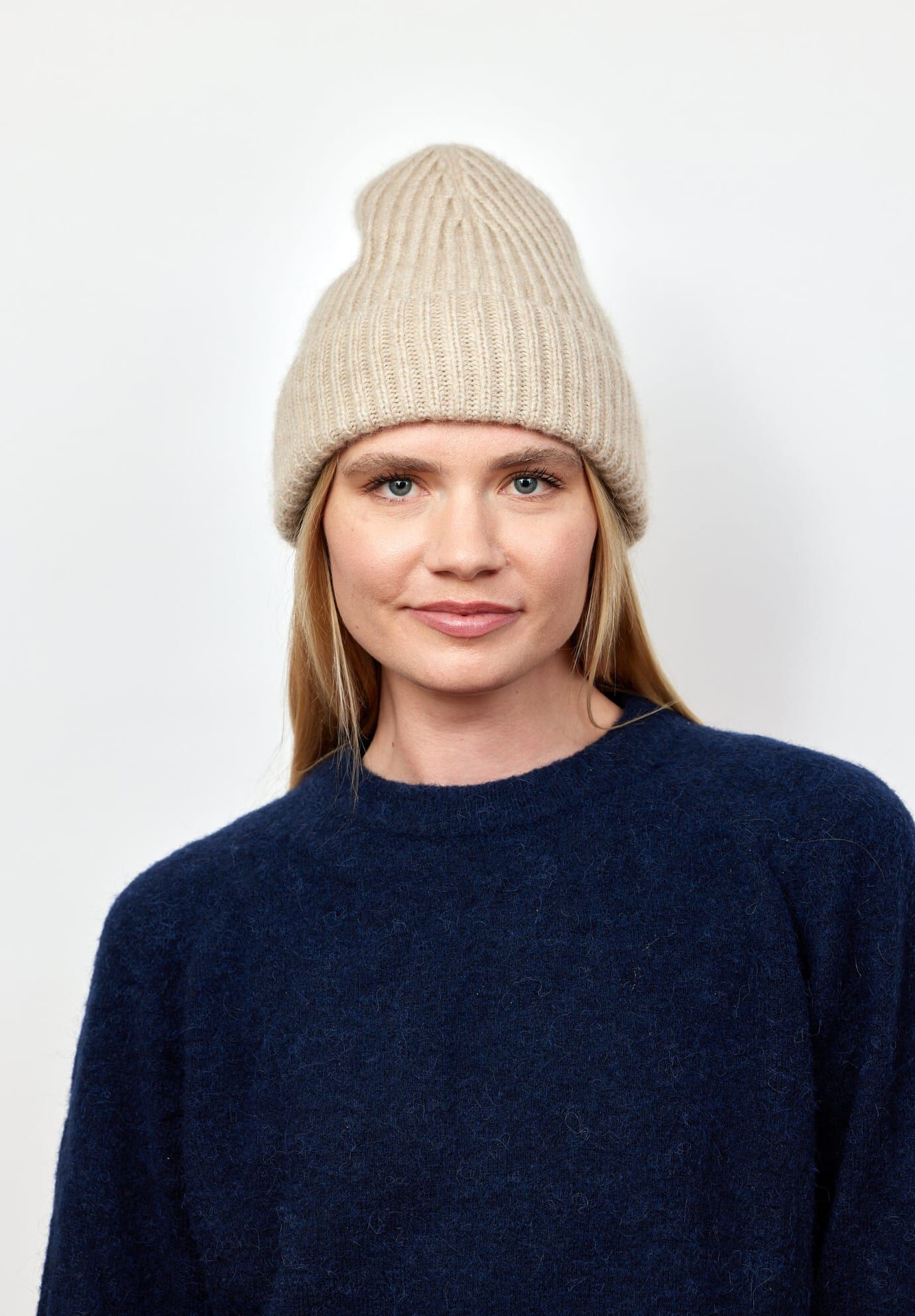 Cashmere Rib Beanie, Oat / Tan, alternate image number 1