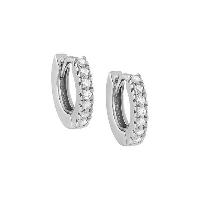 CZ Mini Huggie Earring, Gold / Silver, hi-res image number null