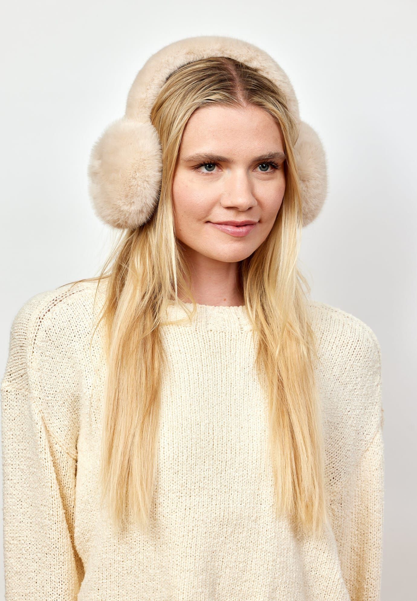 Faux Fur Earmuff, Natural / Tan, alternate image number 2