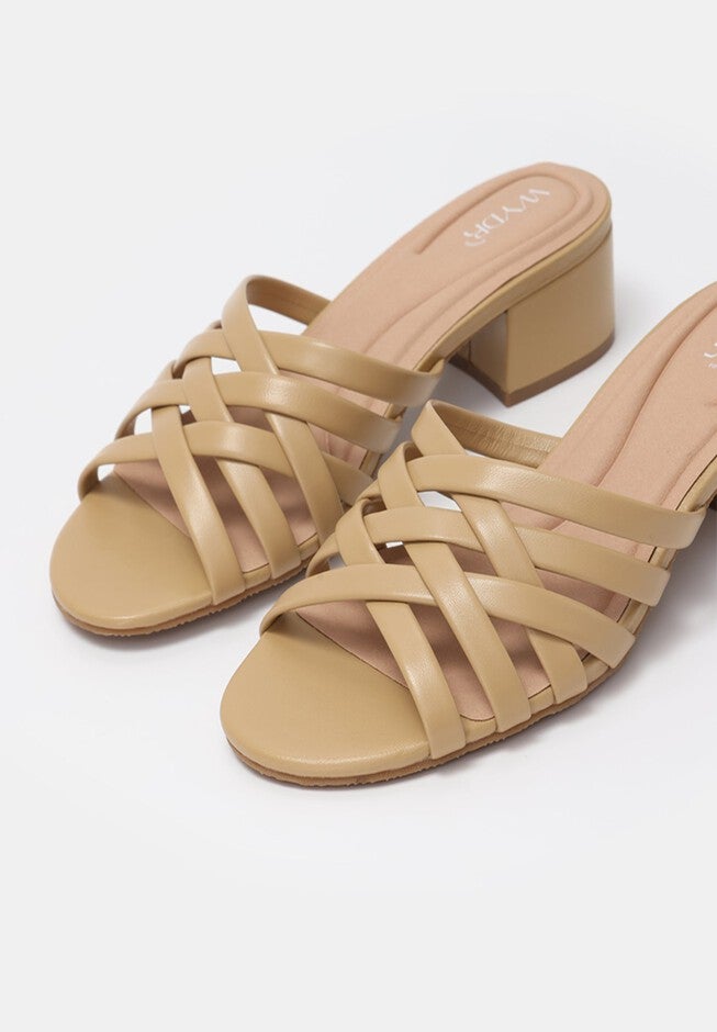 Gigi Block Heel Woven Sandals, Honey / Yellow, alternate image number 1