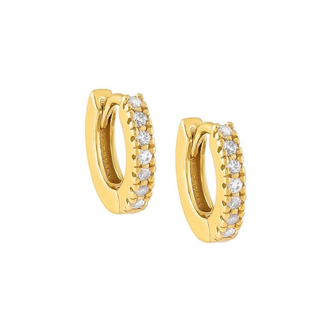 CZ Mini Huggie Earring Gold 10 MM, Gold / Gold, hi-res image number null
