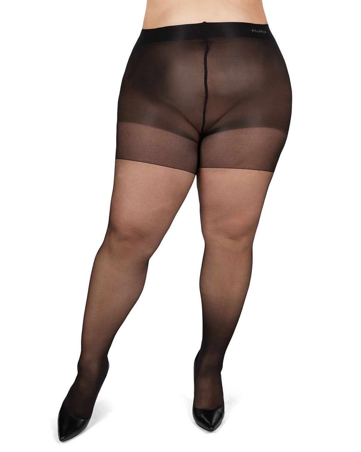 Back Seam/Cuban Heel Plus Size Curvy Control Top Pantyhose, , alternate image number 4