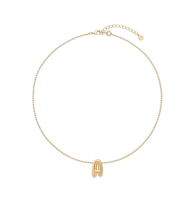 Mini Balloon Initial Necklace, Gold / Gold, alternate image number 1