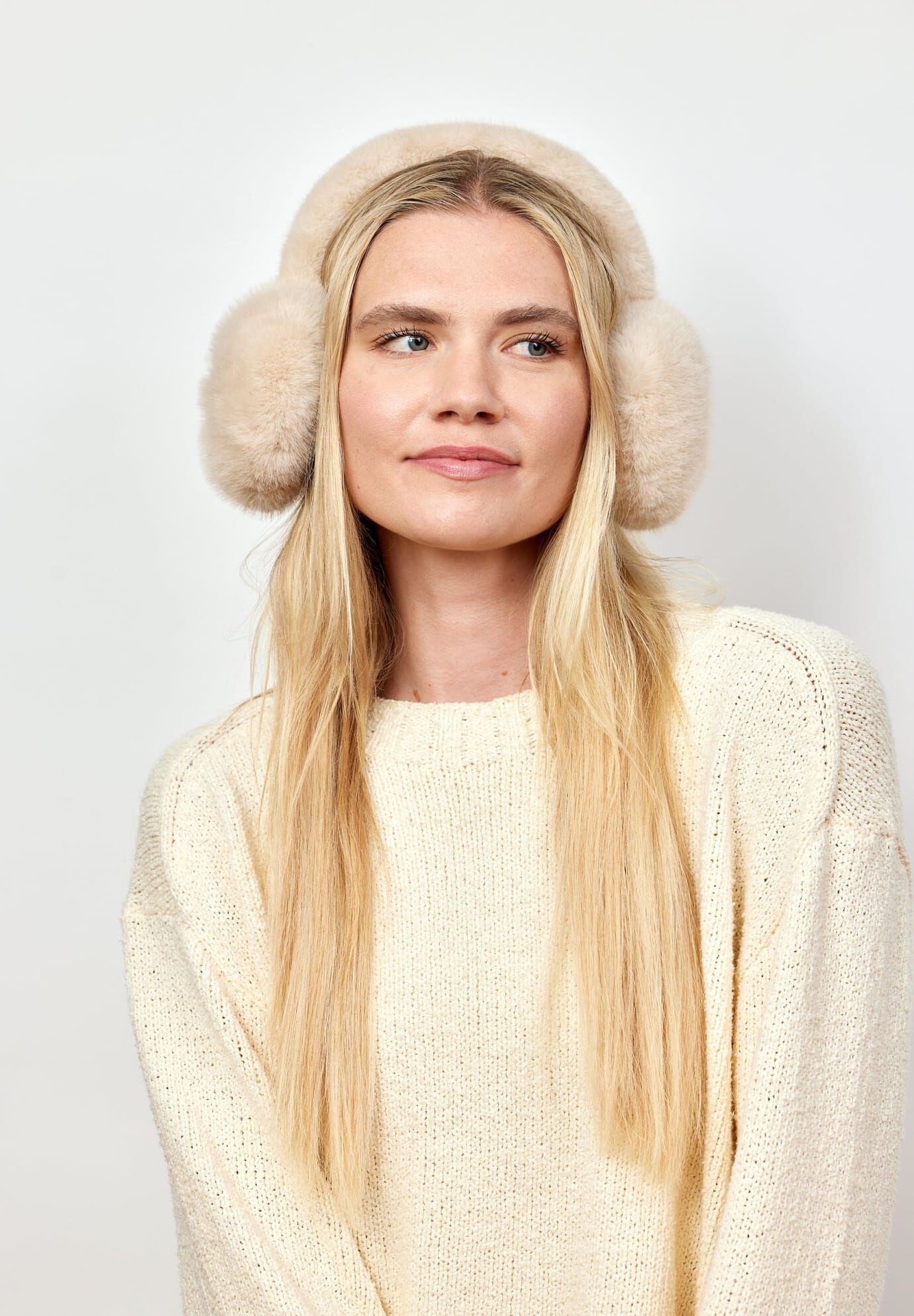 Faux Fur Earmuff, Natural / Tan, alternate image number 3