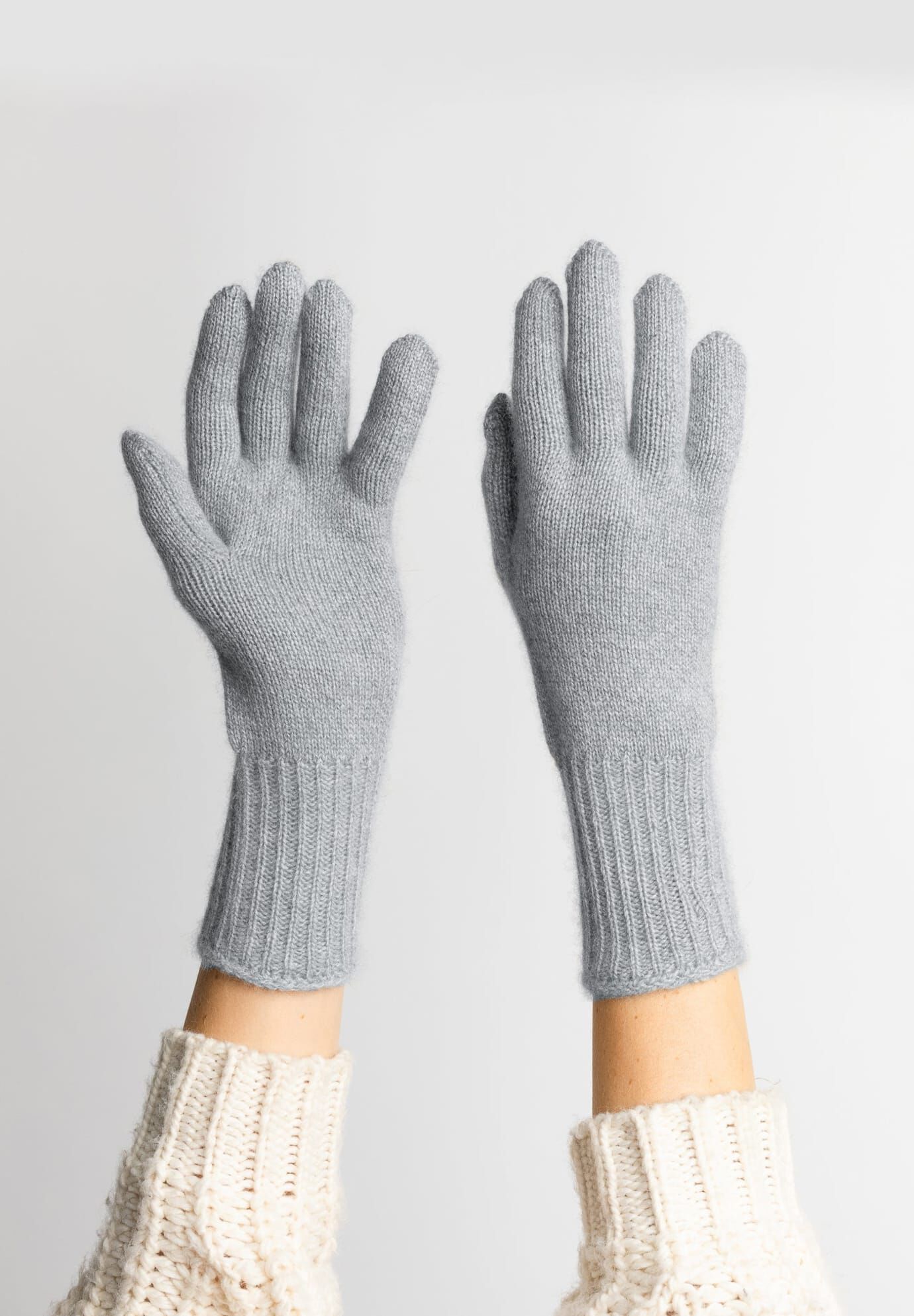 Cashmere Gloves, Grey / Light Grey, alternate image number 1