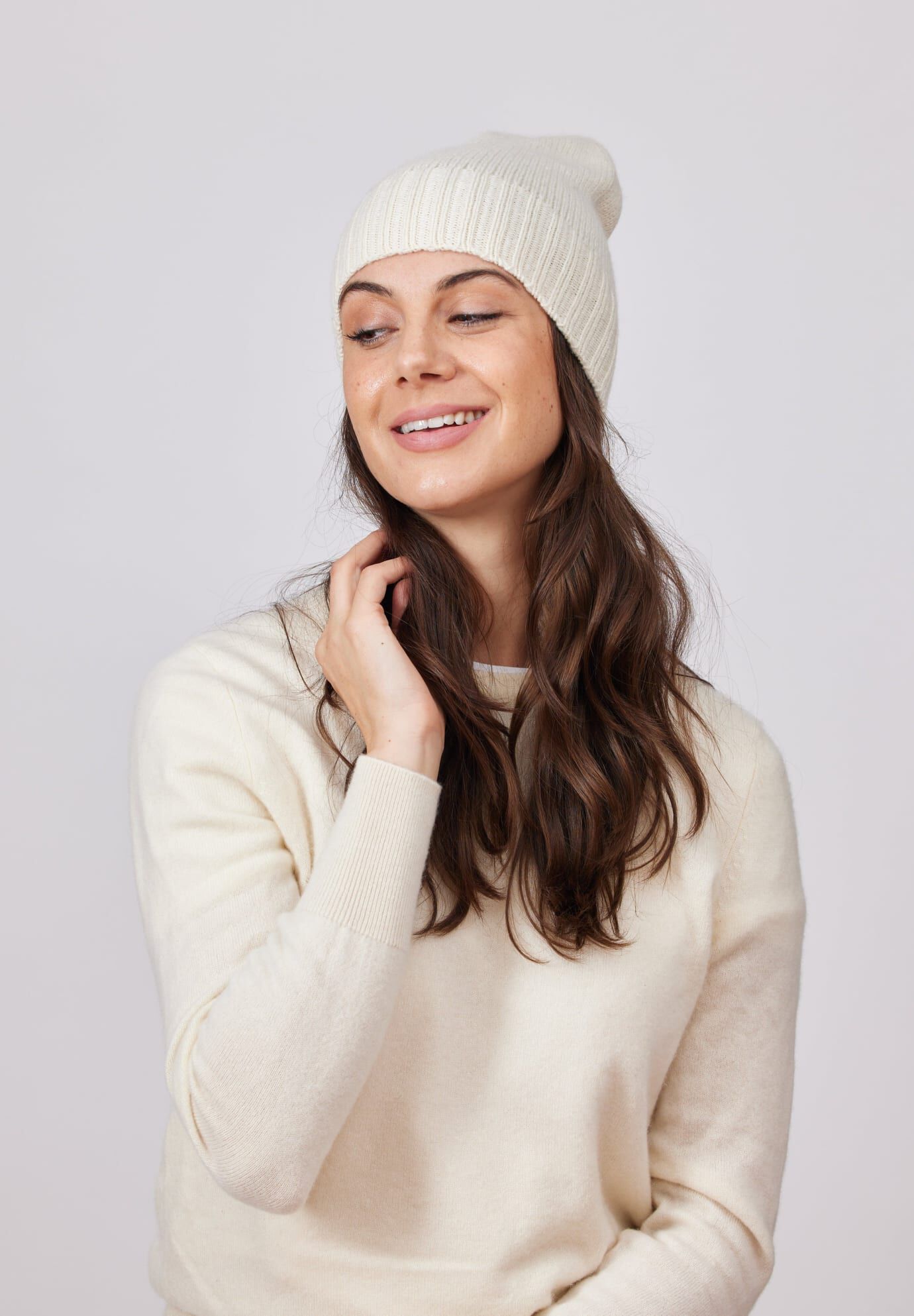 Classic Cashmere Slouch Hat, Ivory / Ivory, alternate image number 2