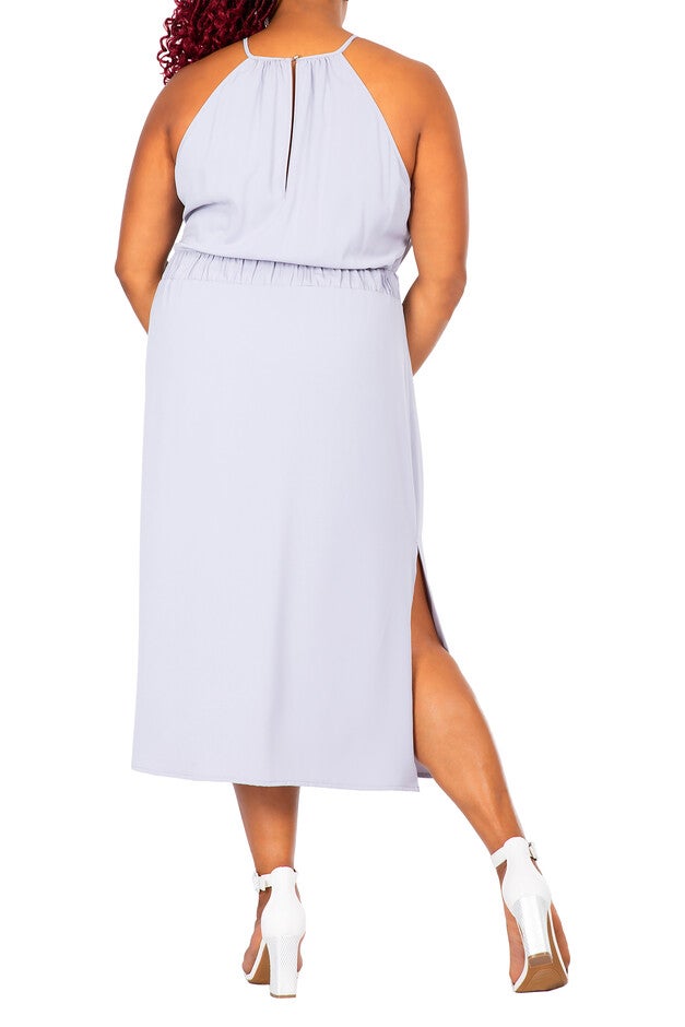 Women's Plus Size Halter Neck Elegant Maxi Dress, , alternate image number 1