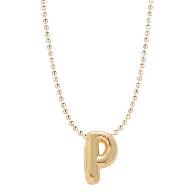 Mini Balloon Initial Necklace, Gold / Gold, hi-res image number 0