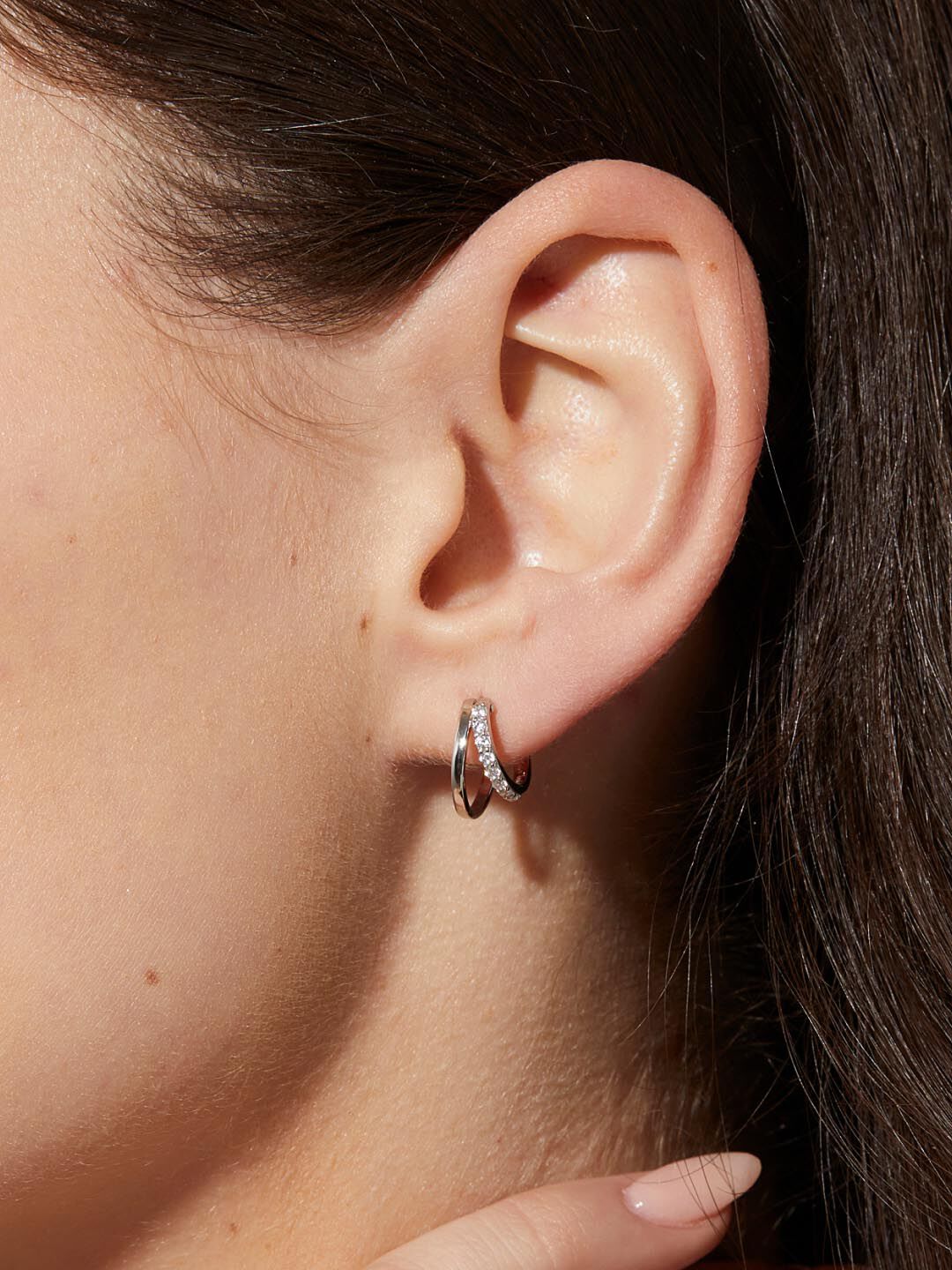 Toda Double Hoop Earrings, SILVER, alternate image number 1