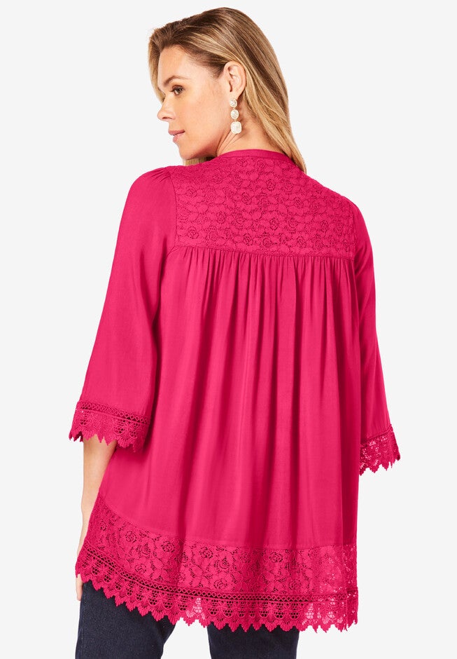 Lace Sleeve Big Shirt, , on-hover image number 1