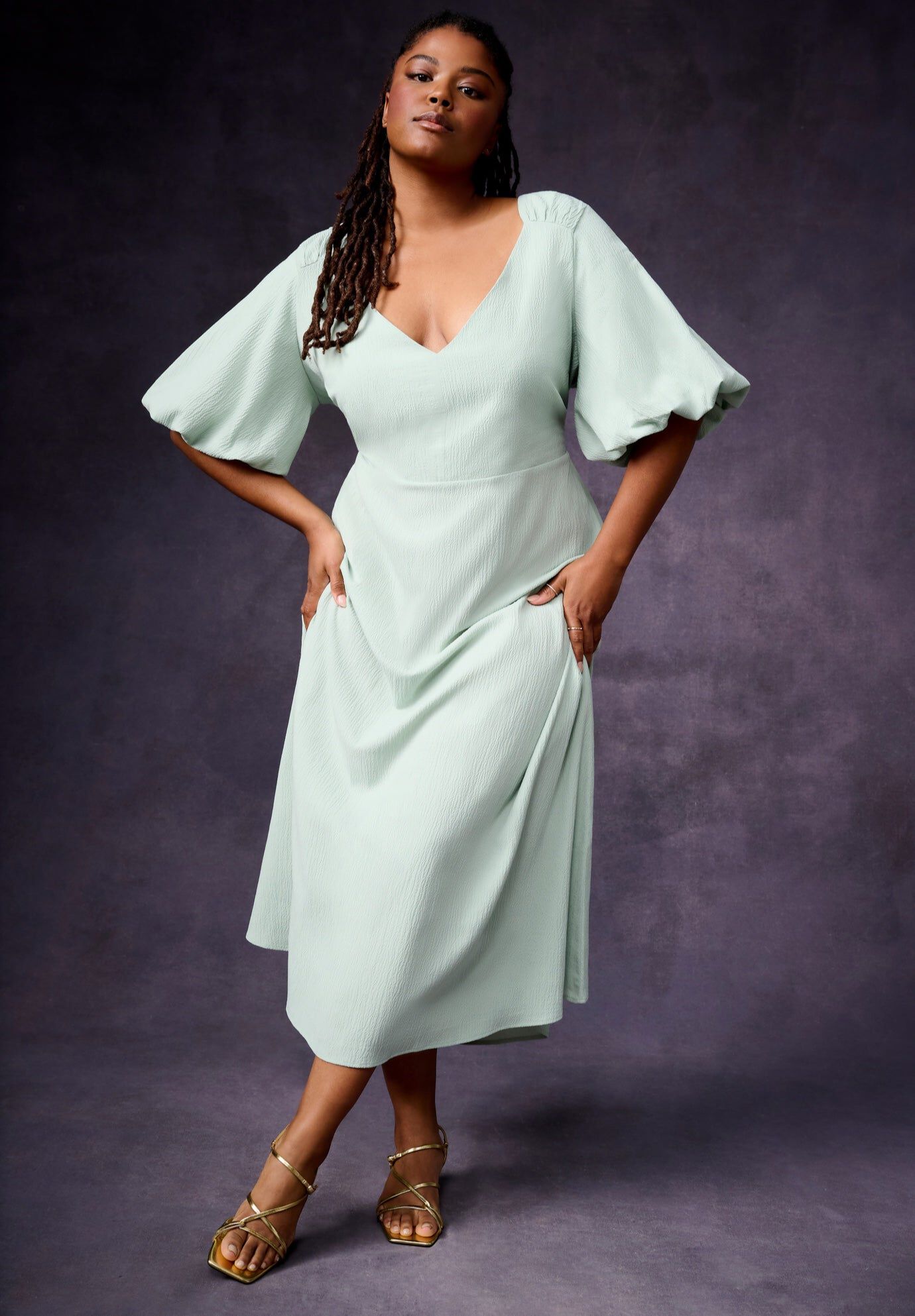 Puff-Sleeve Babydoll Maxi Dress