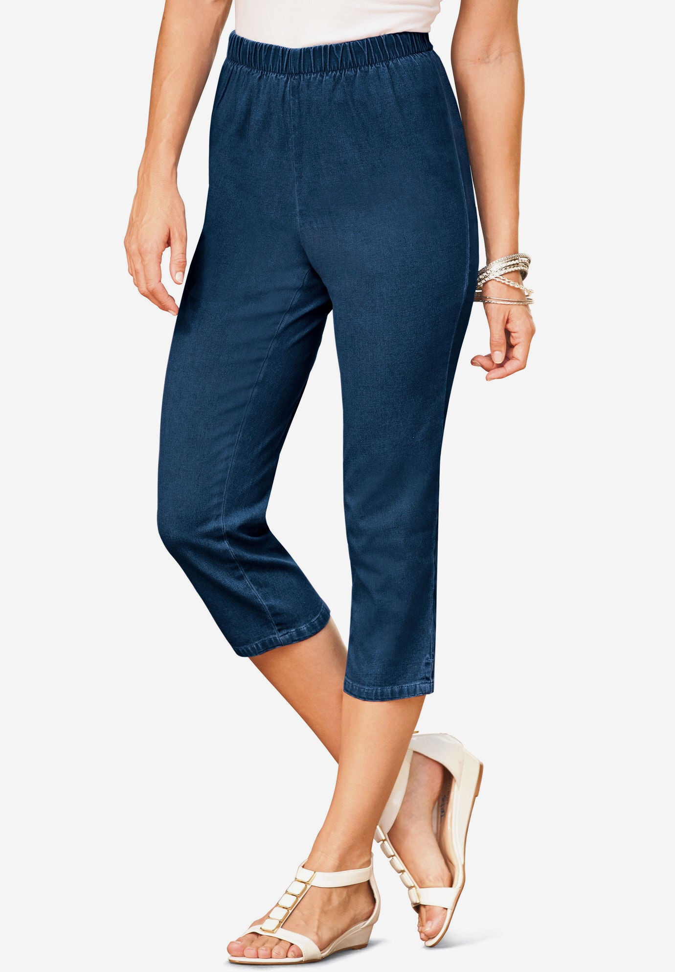 Stretch denim capris store