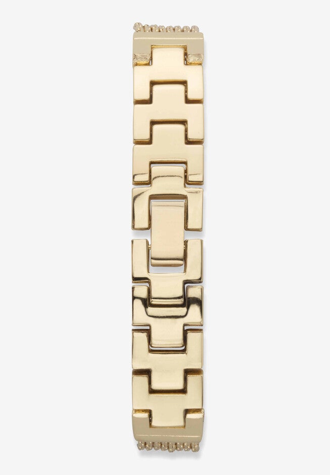 Goldtone Genuine Diamond Accent Fashion Multi-Chain Bracelet with Gold Face, 7 inches, , on-hover image number 1