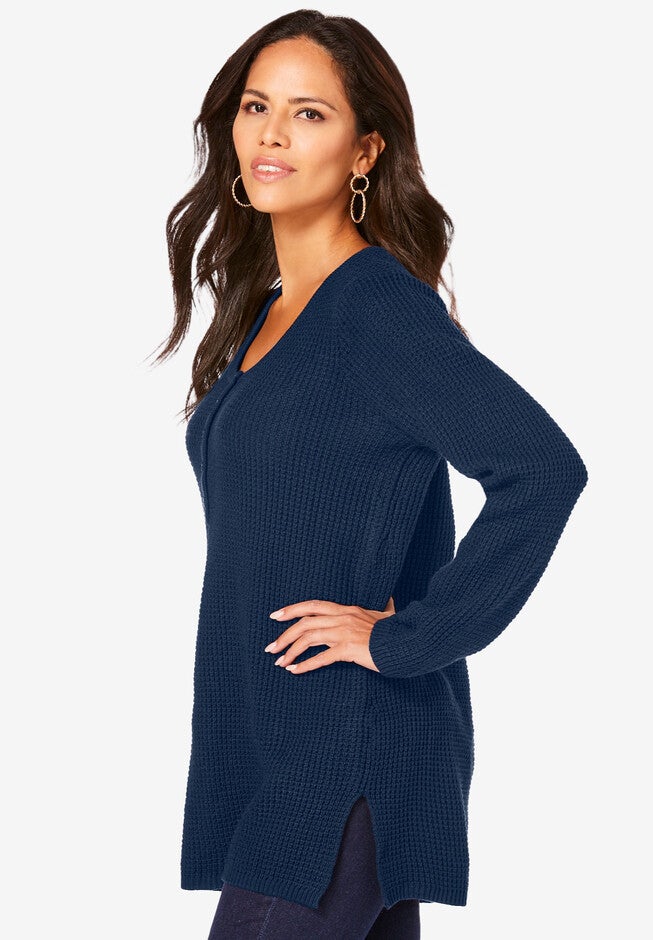 Thermal Henley Sweater, , alternate image number null