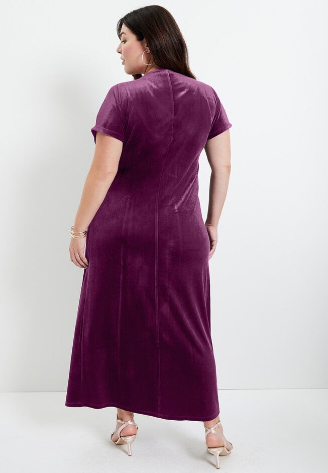 Velour Twist-Front Dress, , on-hover image number 1