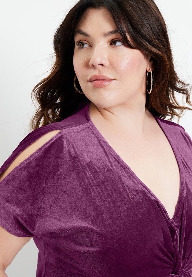 Velour Twist-Front Dress, , alternate image number 3