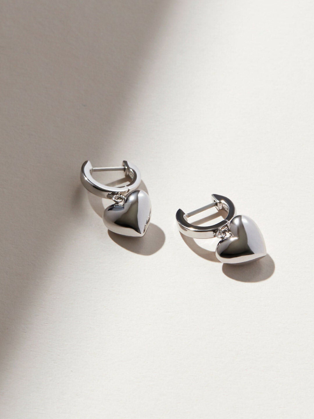 Puffed Heart Hoops - Jessica, SILVER, alternate image number 6