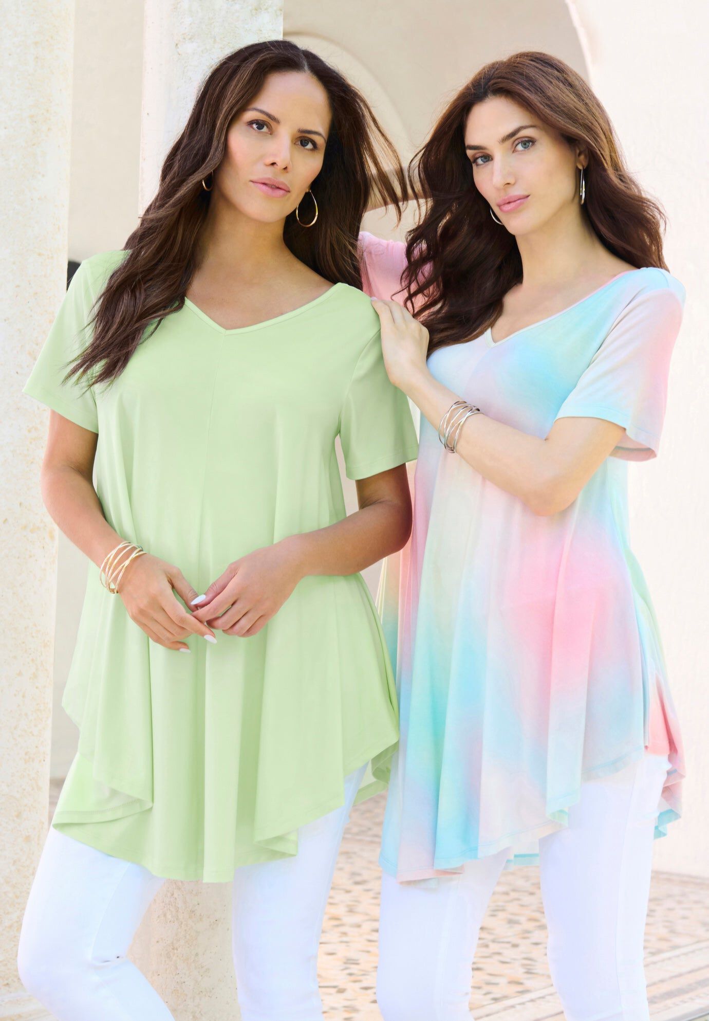 Plus Size Ultra Drape V-Neck Swing Tunic Top | ELOQUII