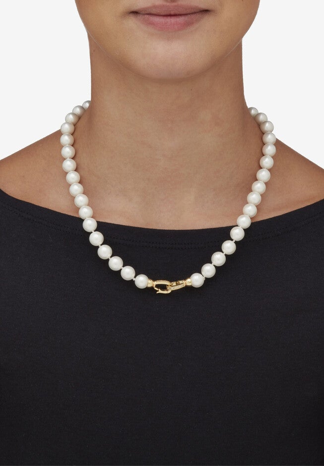 8.25 Cttw. White Shell Pearl & Keshi Pearl Drop Beaded Necklace Gold-Plated 23 inches, , alternate image number null