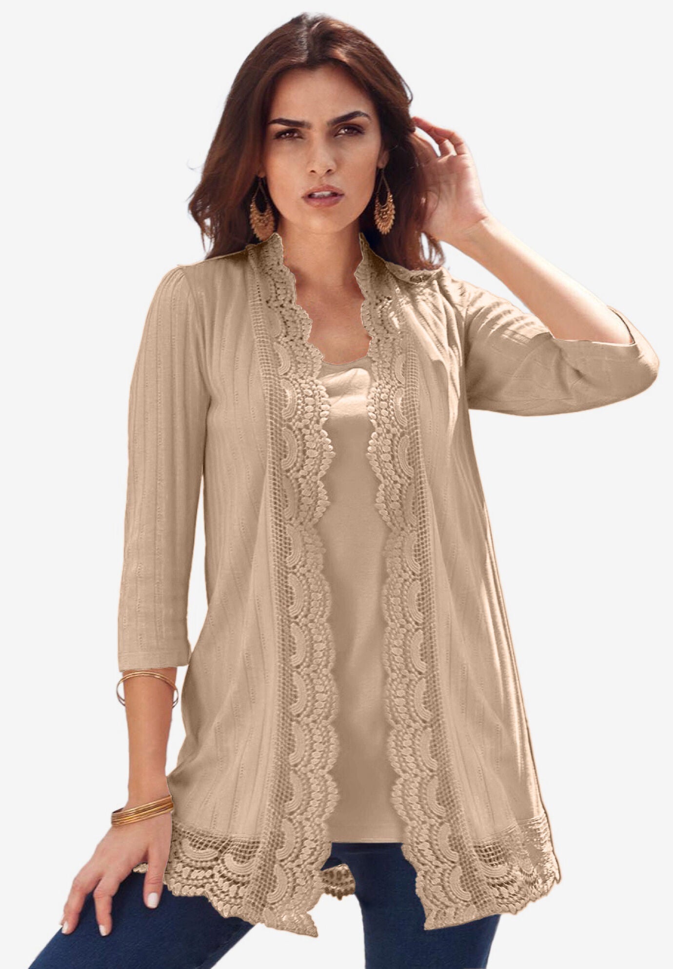 Open front pointelle cardigan best sale