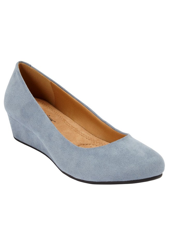 Juliette Suede-Like Pump by Comfortview, CHAMBRAY BLUE, hi-res image number null