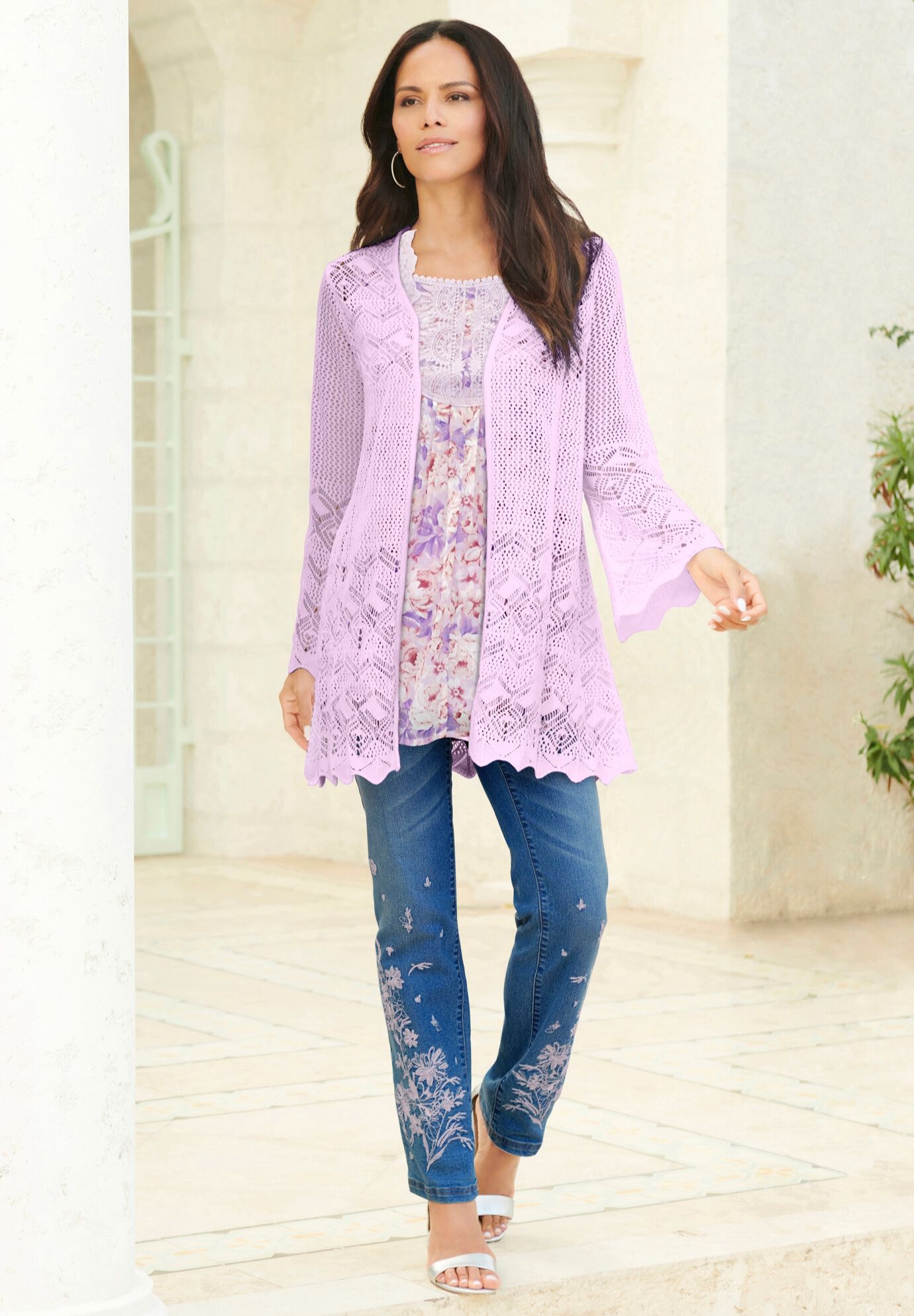 Plus Size Floral Embroidered Straight Leg Jean, , alternate image number 2