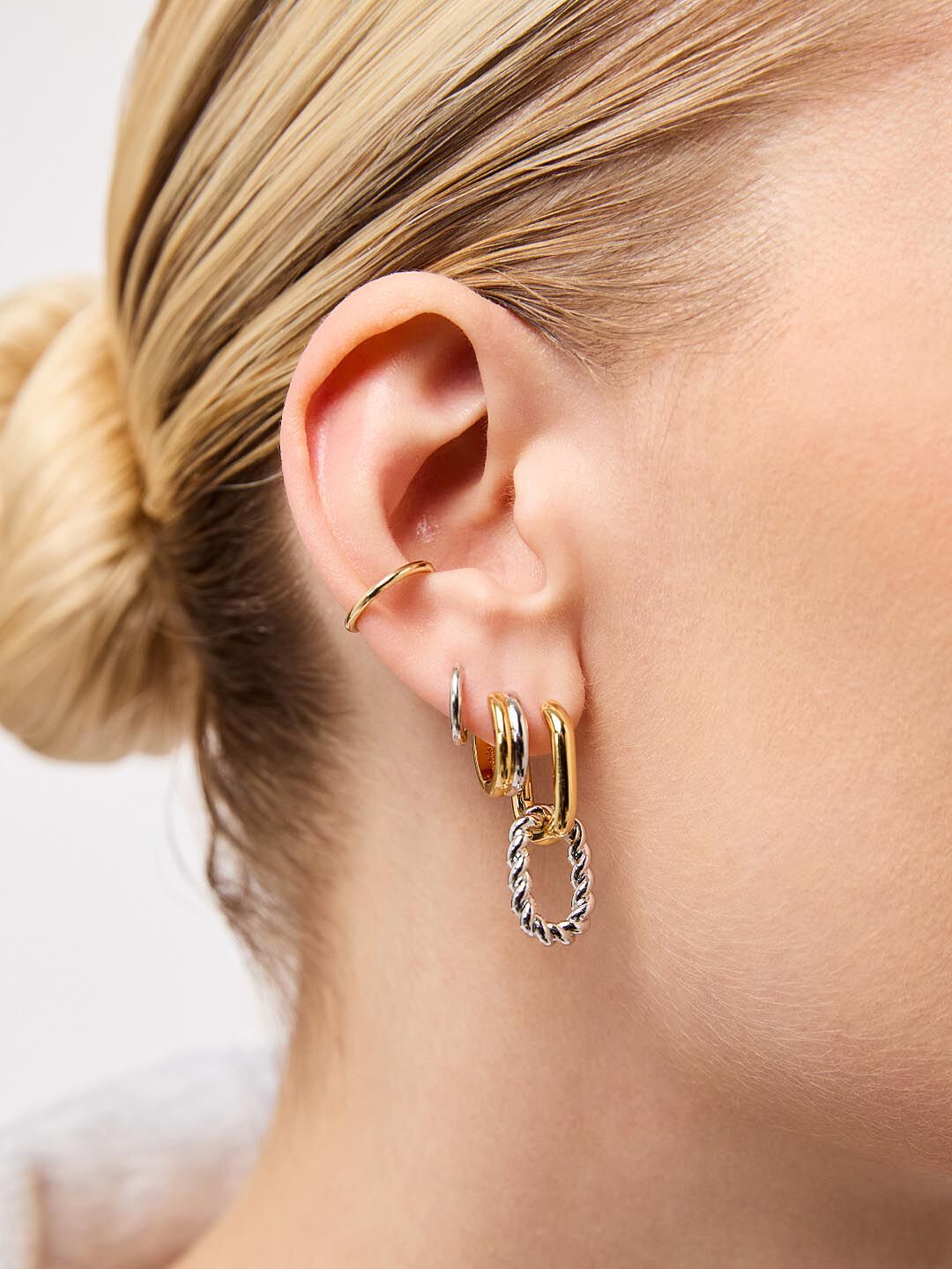 Asher Huggie Hoop Earrings, GOLD, alternate image number 1
