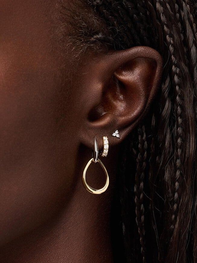 Sage Two Tone Drop Earrings, GOLD TWO TONE, alternate image number 1