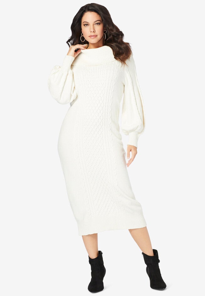 Turtleneck Sweater Dress, IVORY, hi-res image number 0