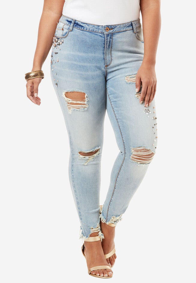 Pearl Skinny Jean, LIGHT STONEWASH, hi-res image number 0