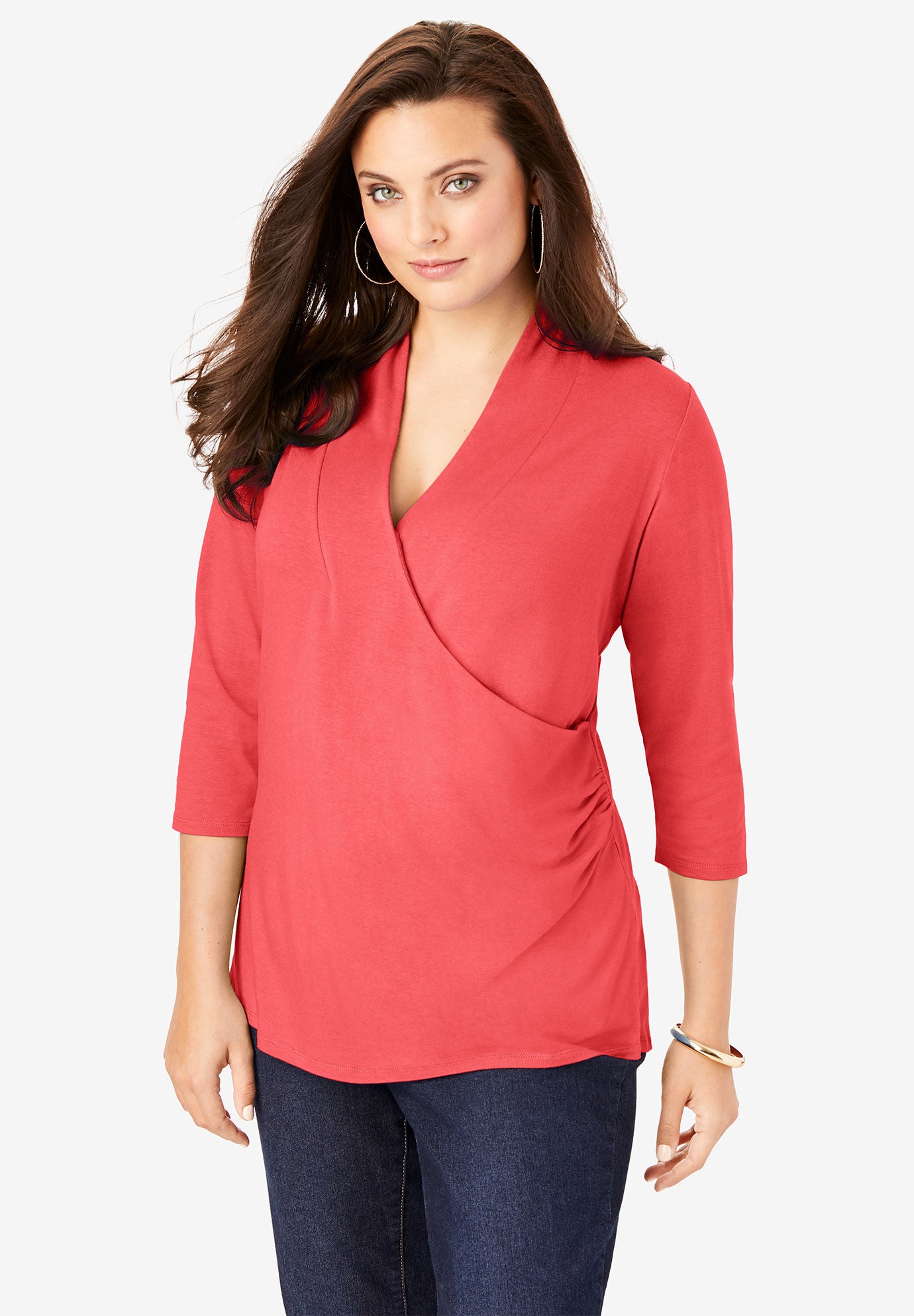 Faux-Wrap Runway Tee, SOFT GERANIUM, hi-res image number 0