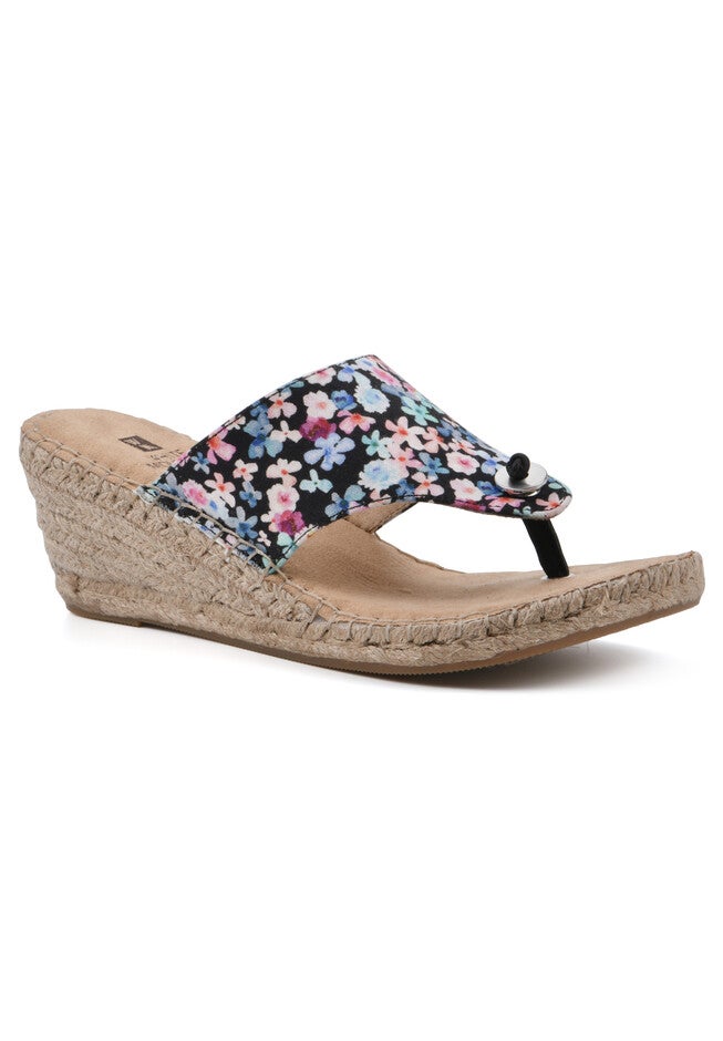 Beachball Dressy Sandal, BLACK MULTI FLORAL, hi-res image number 0