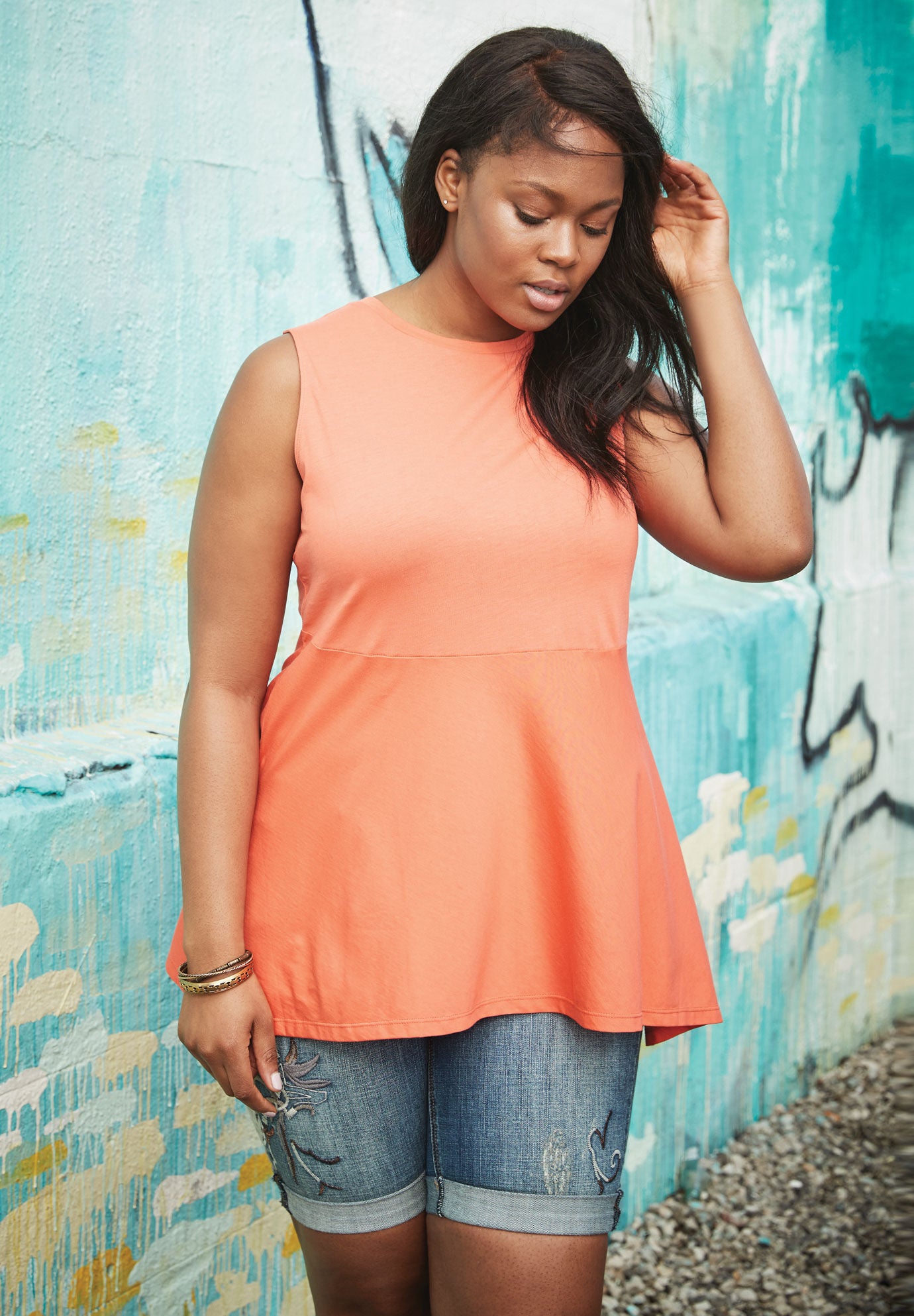 Pima Cotton Peplum Tank Eloquii