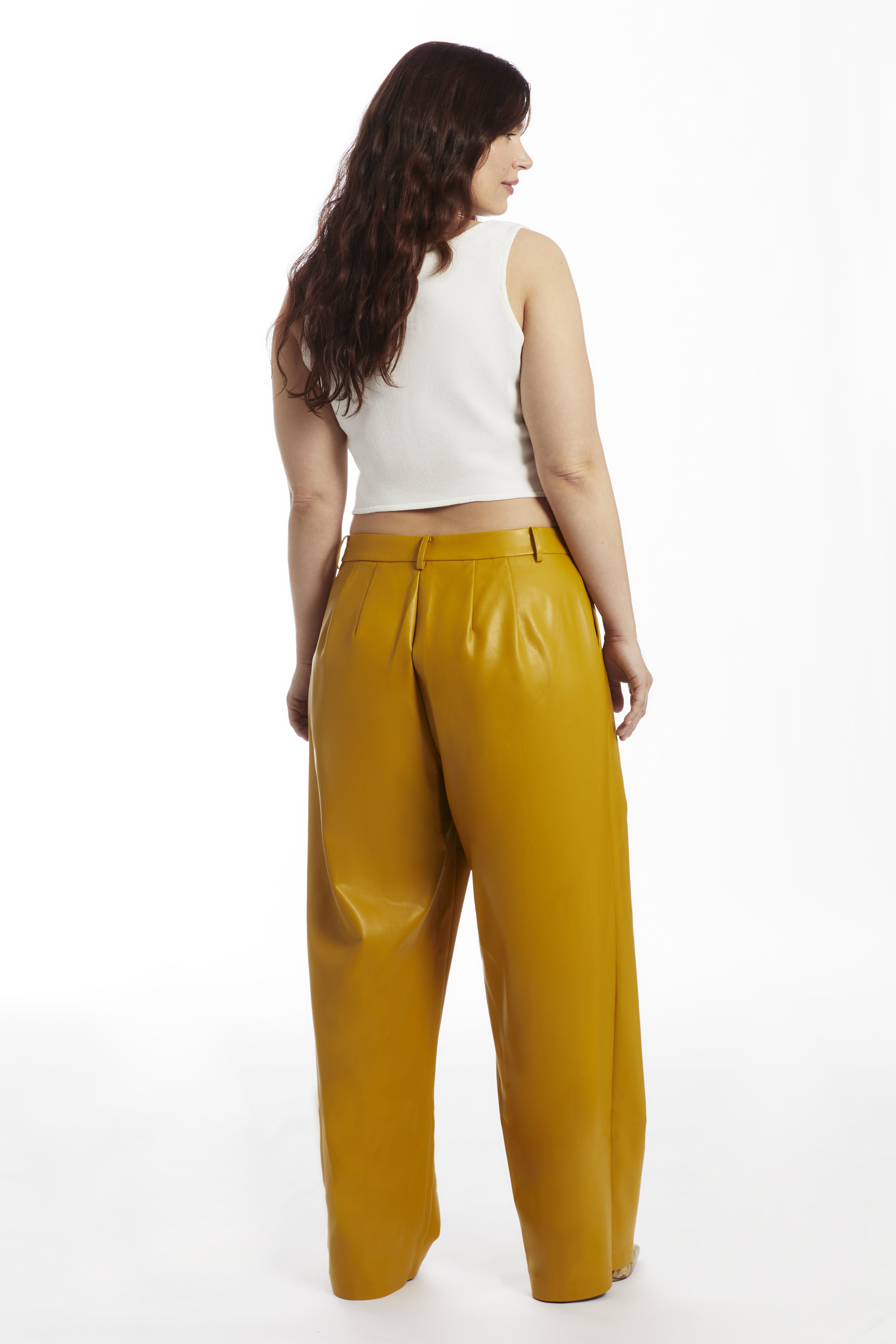 High Waisted Faux Leather Pant, GOLD FLAKE, alternate image number 2