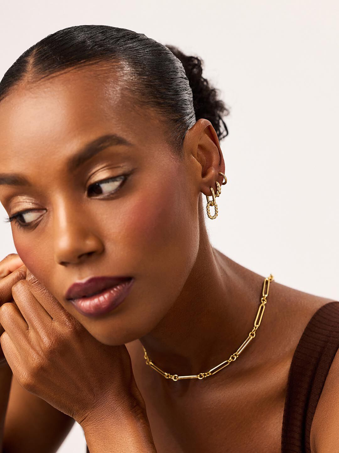 Ash Double Mini Gold Drop Earrings, GOLD, alternate image number 1