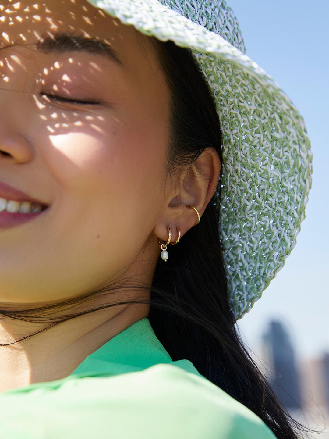 Frida Pearl Huggie Hoops, GOLD, alternate image number 4