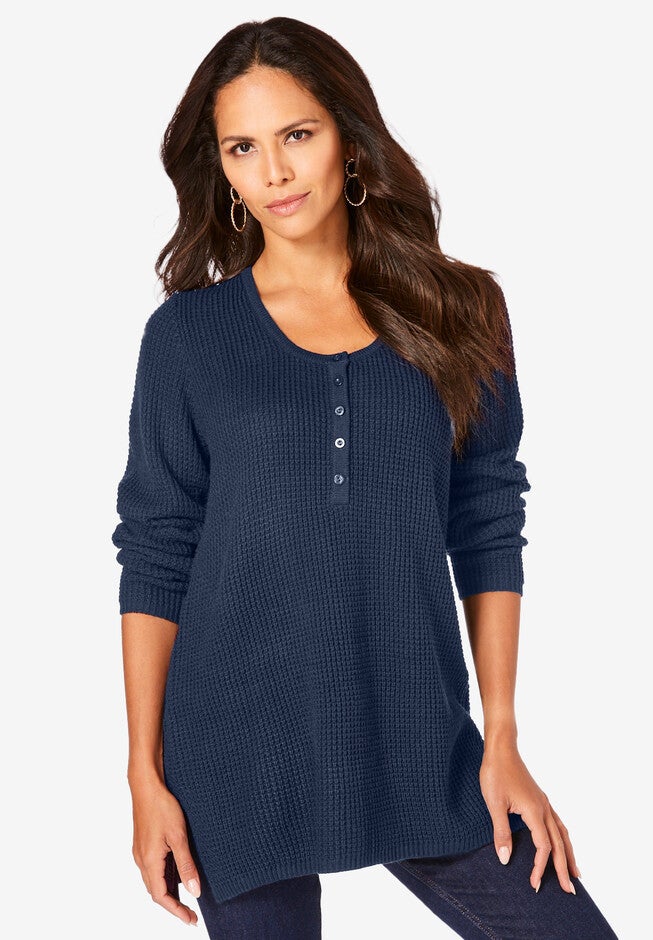 Thermal Henley Sweater, , alternate image number null