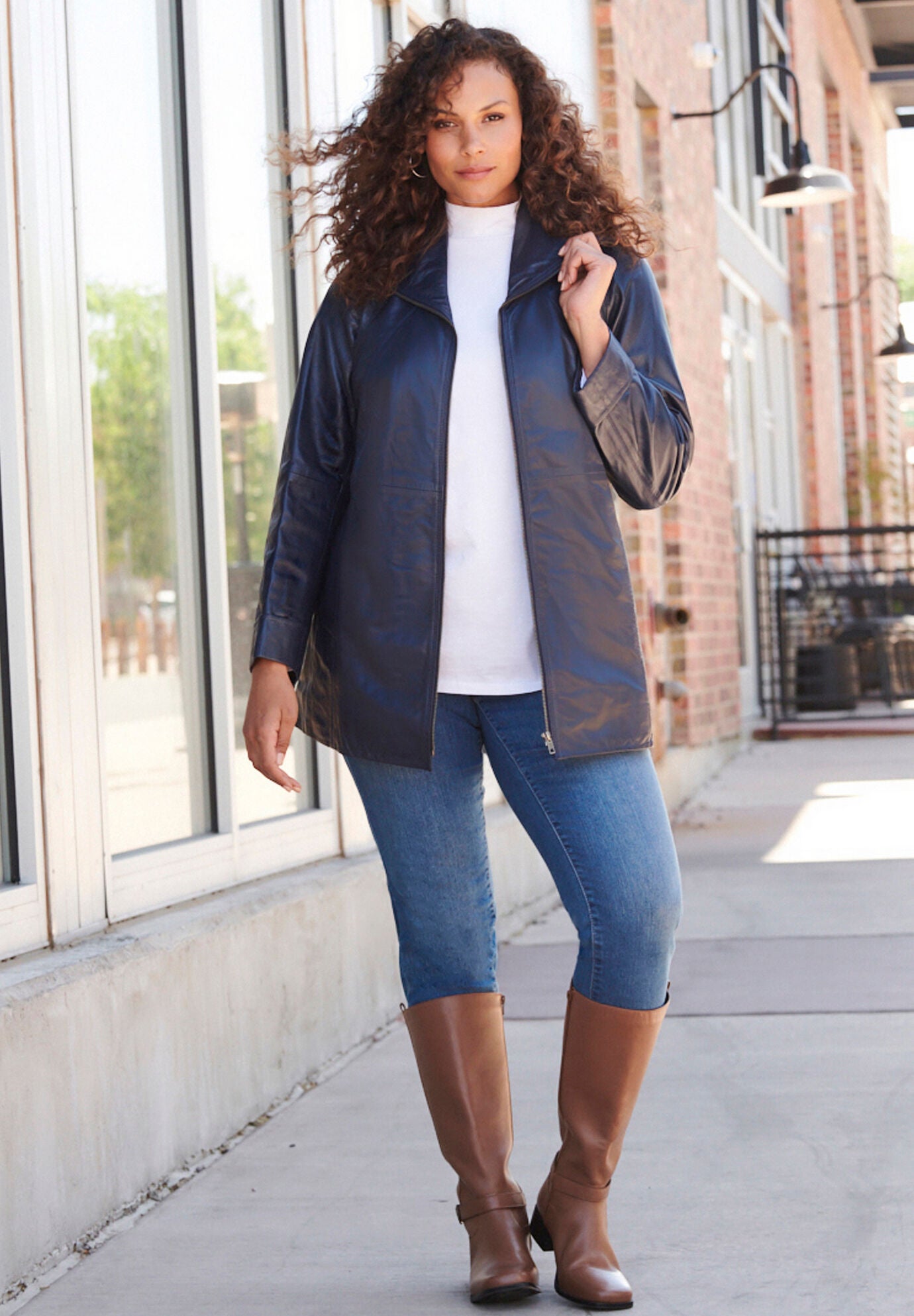 A Line Leather Jacket Eloquii