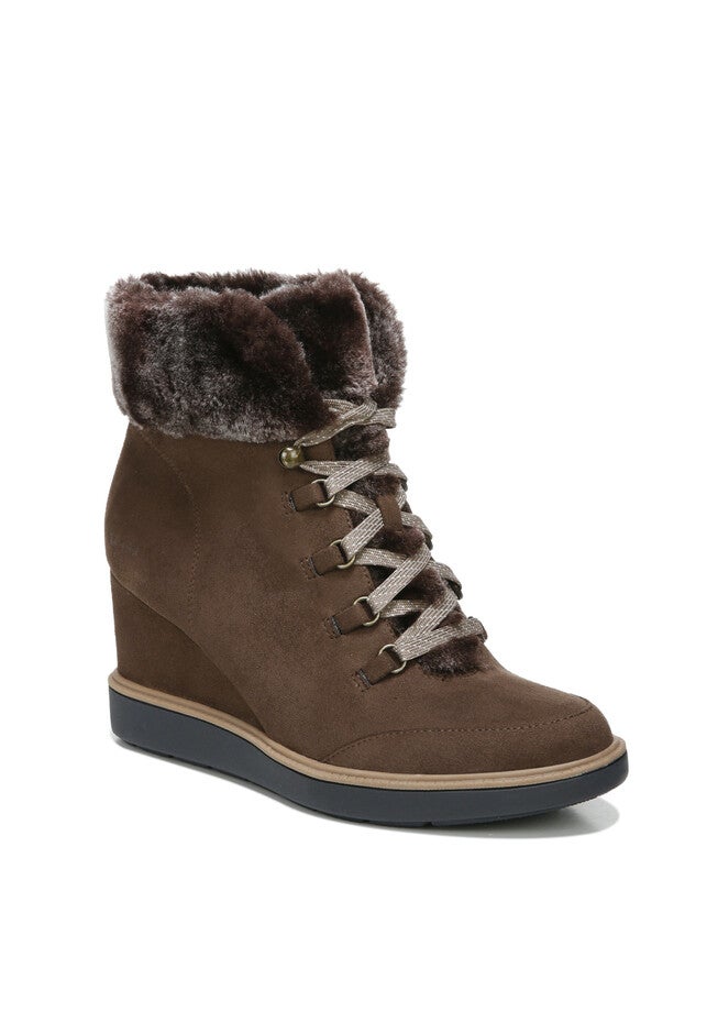 Furry Hiker Wedge Bootie, CHOCOLATE, hi-res image number 0