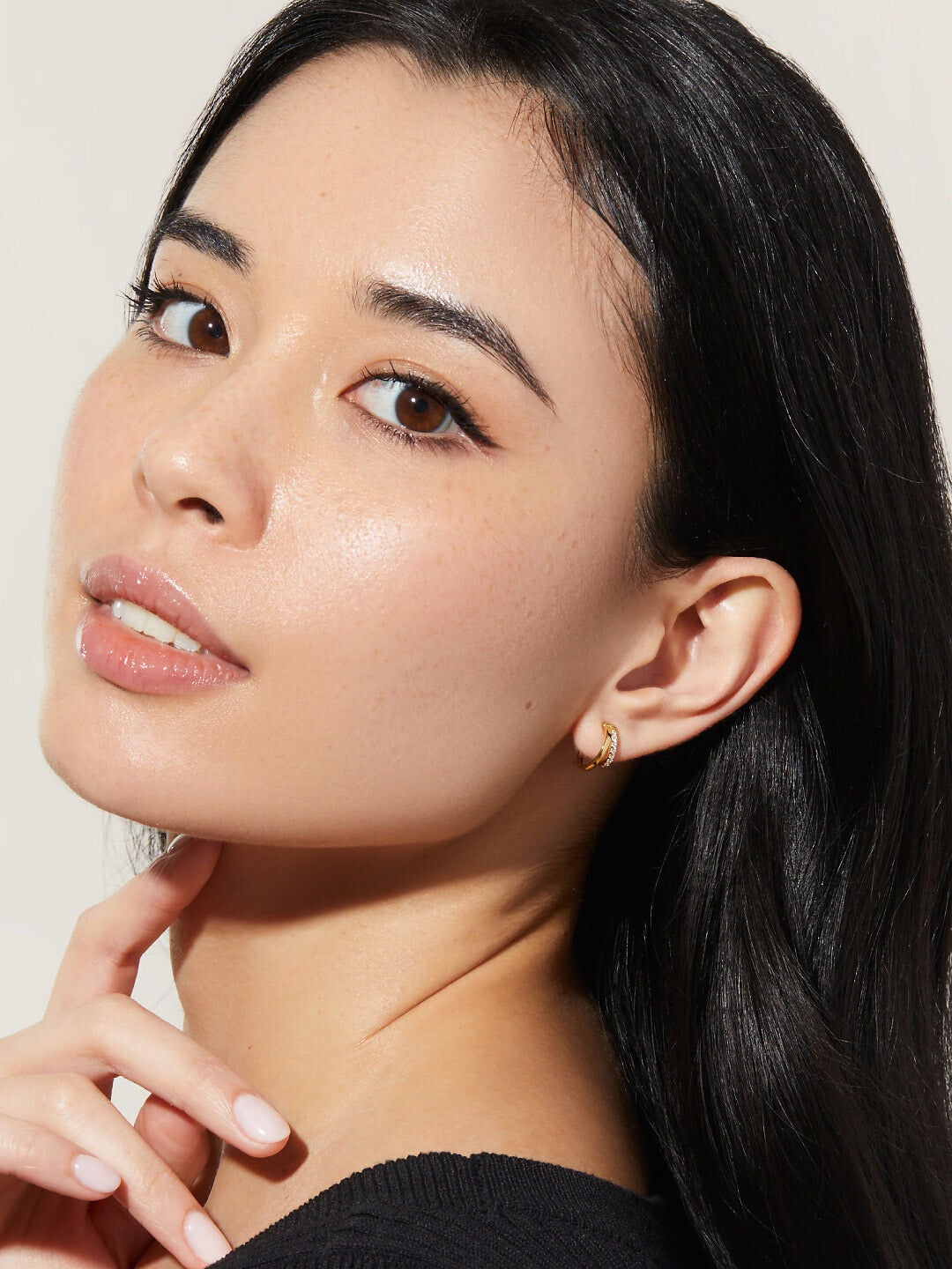 Toda Mini Double Hoop Earrings, GOLD, alternate image number 3