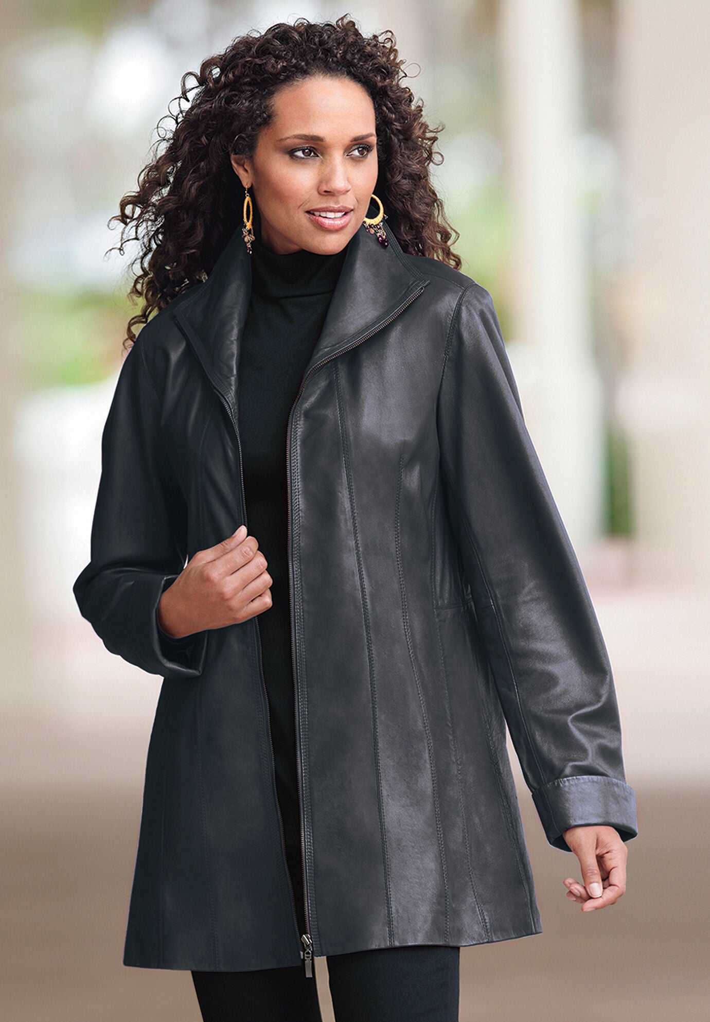 A Line Leather Jacket