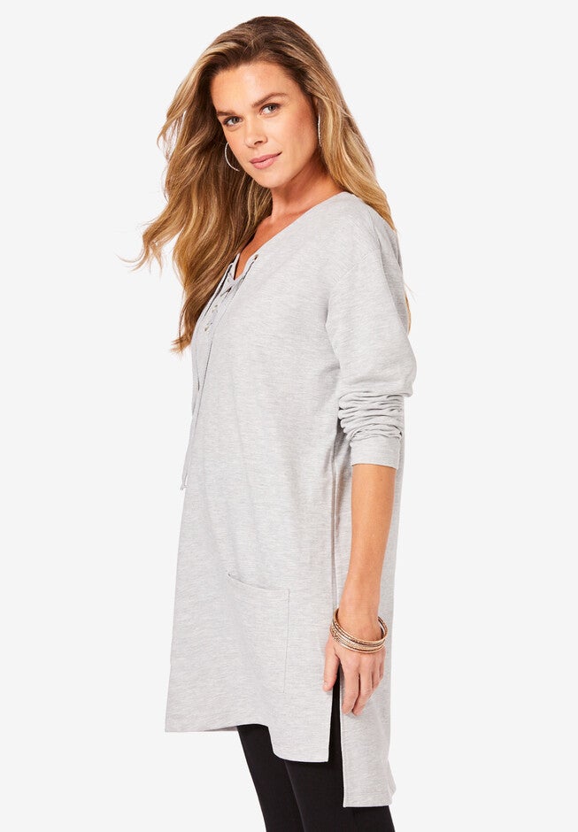 Lace-Up Sweatshirt, , alternate image number null