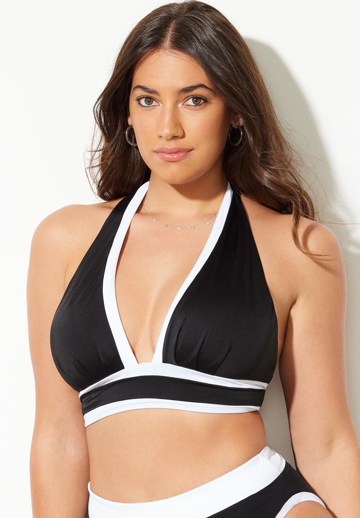 black and white halter bikini