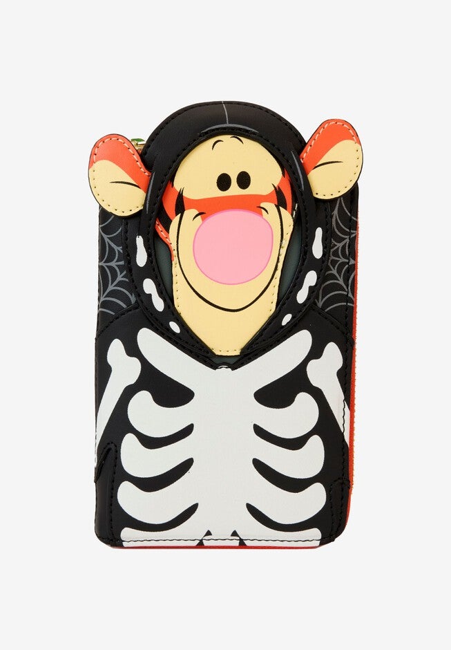 Loungefly x Disney Winnie The Pooh Tigger Skeleton Zip Around Wallet, BLACK, hi-res image number 0