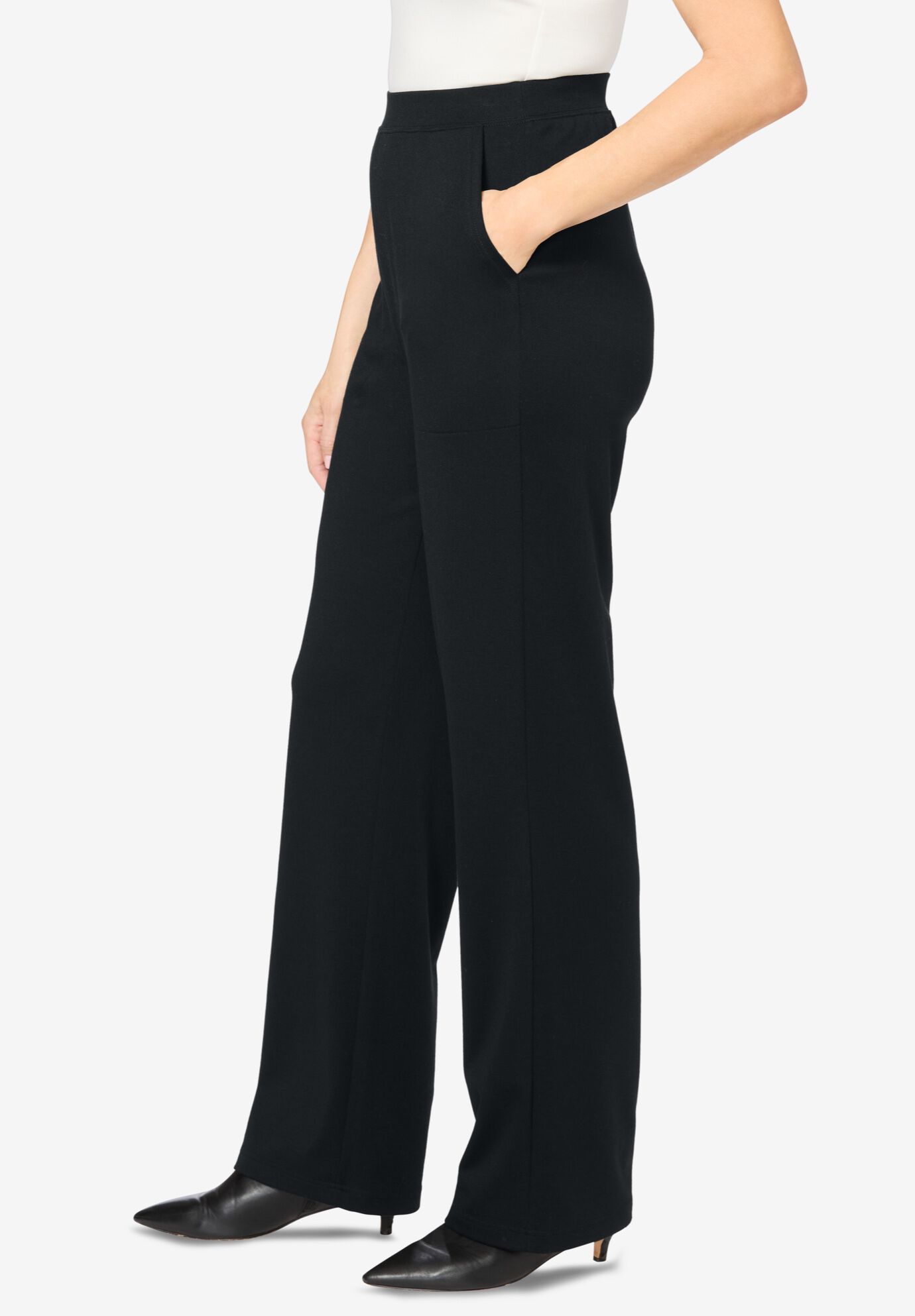 Plus size ponte knit wide leg pants online