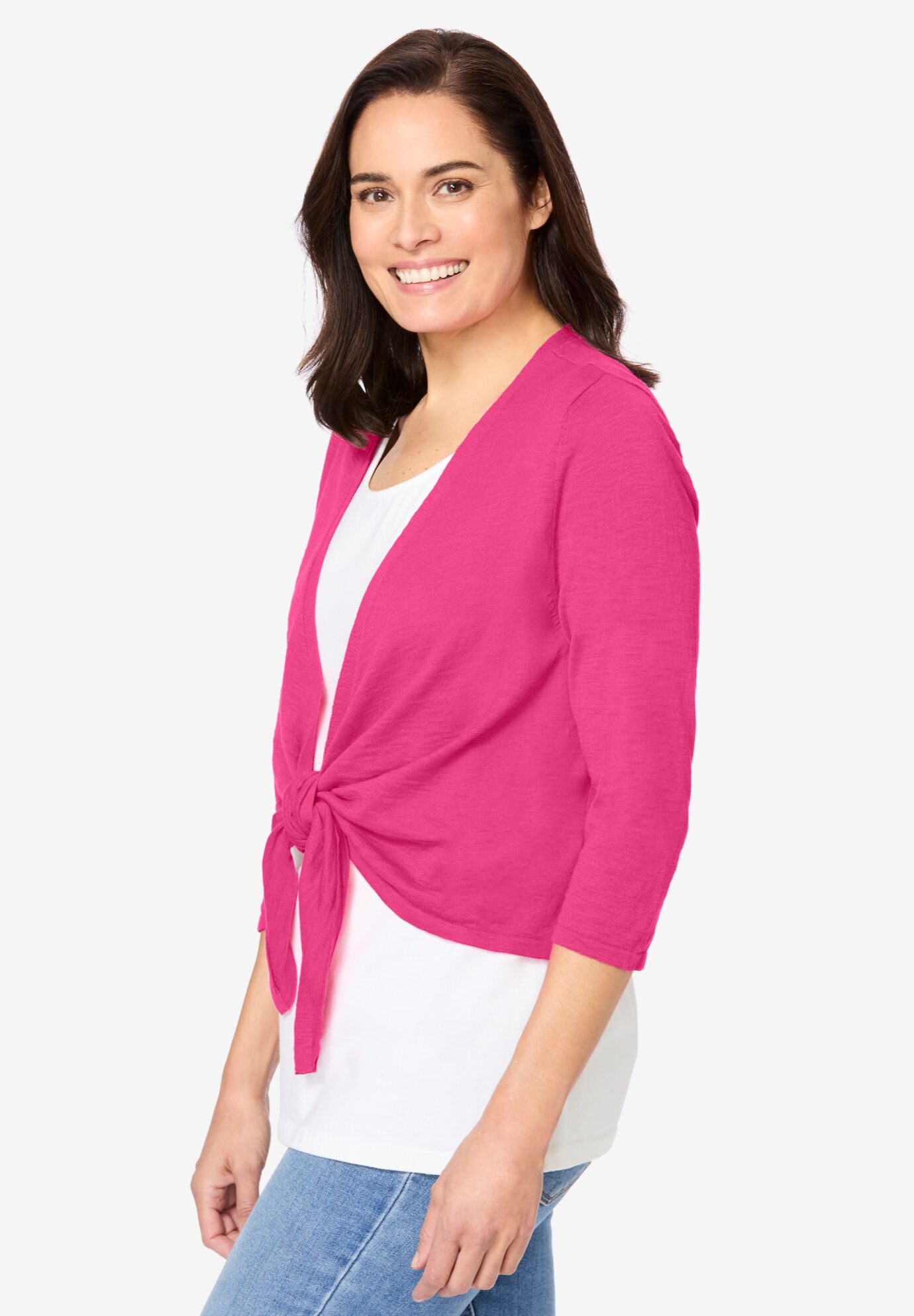 Versa-tie Cardigan, RASPBERRY SORBET, alternate image number 2