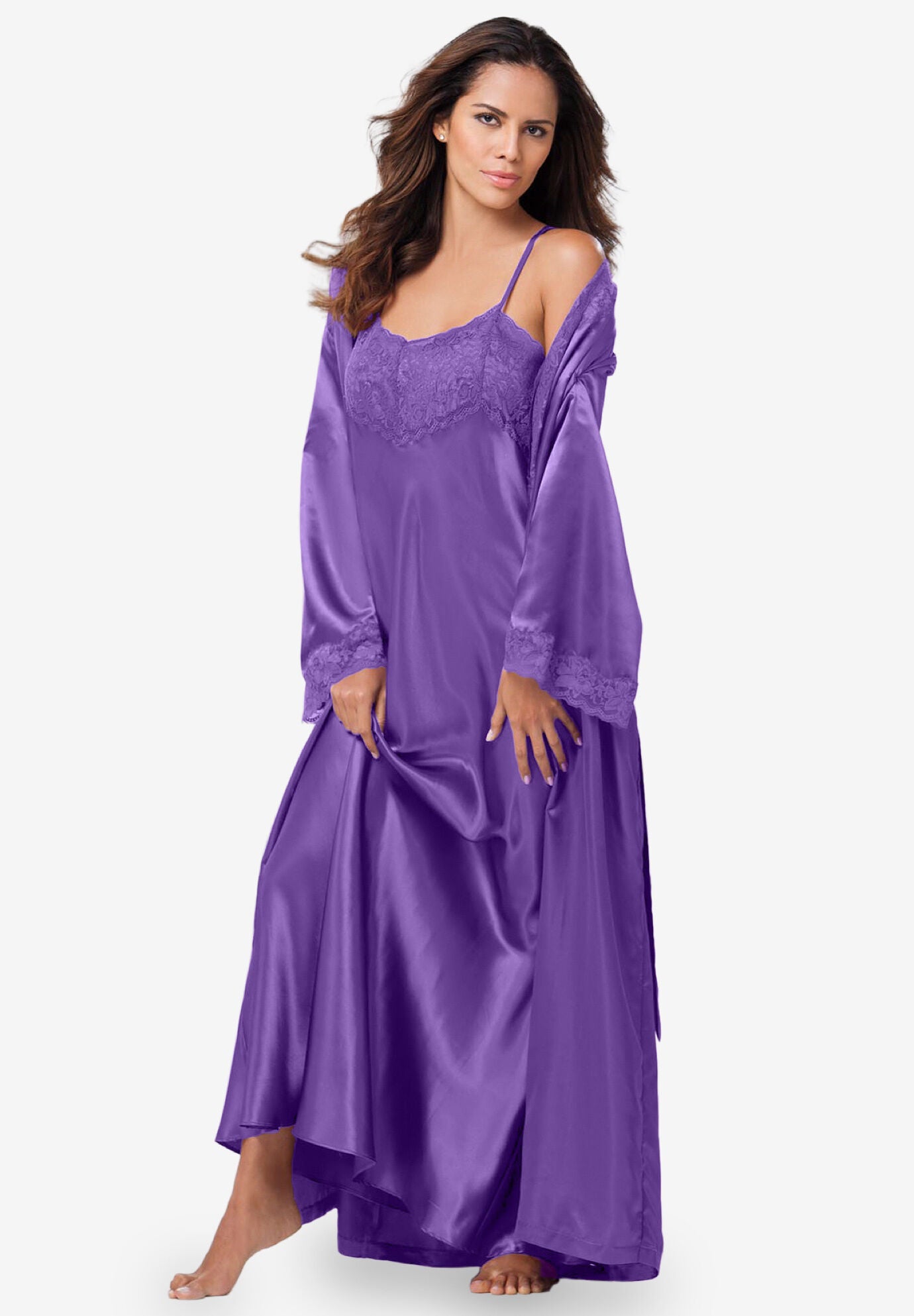 Peignoir satin long top