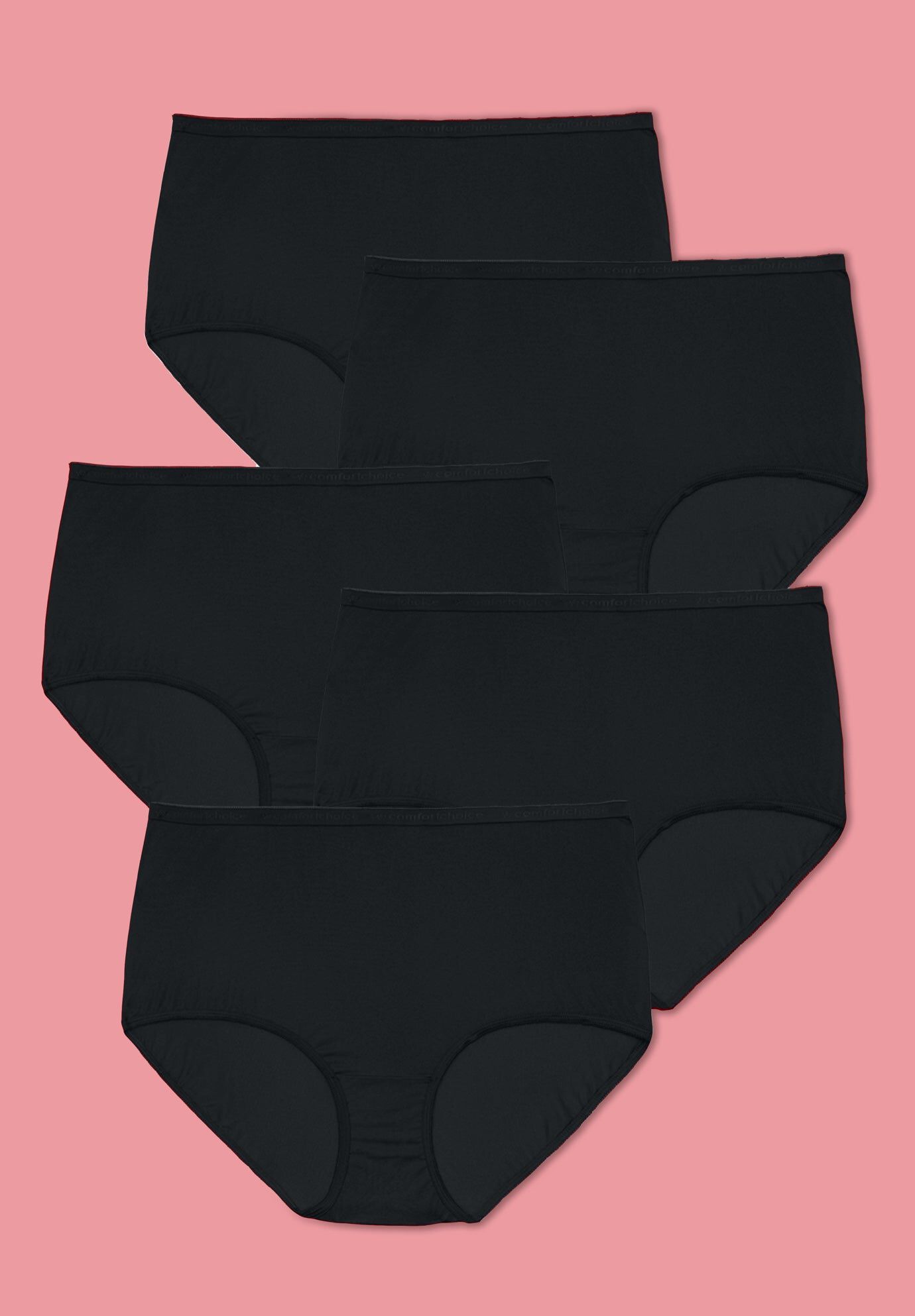 5-Pack Tag-free Full Coverage Cotton Brief, BLACK PACK, hi-res image number 0