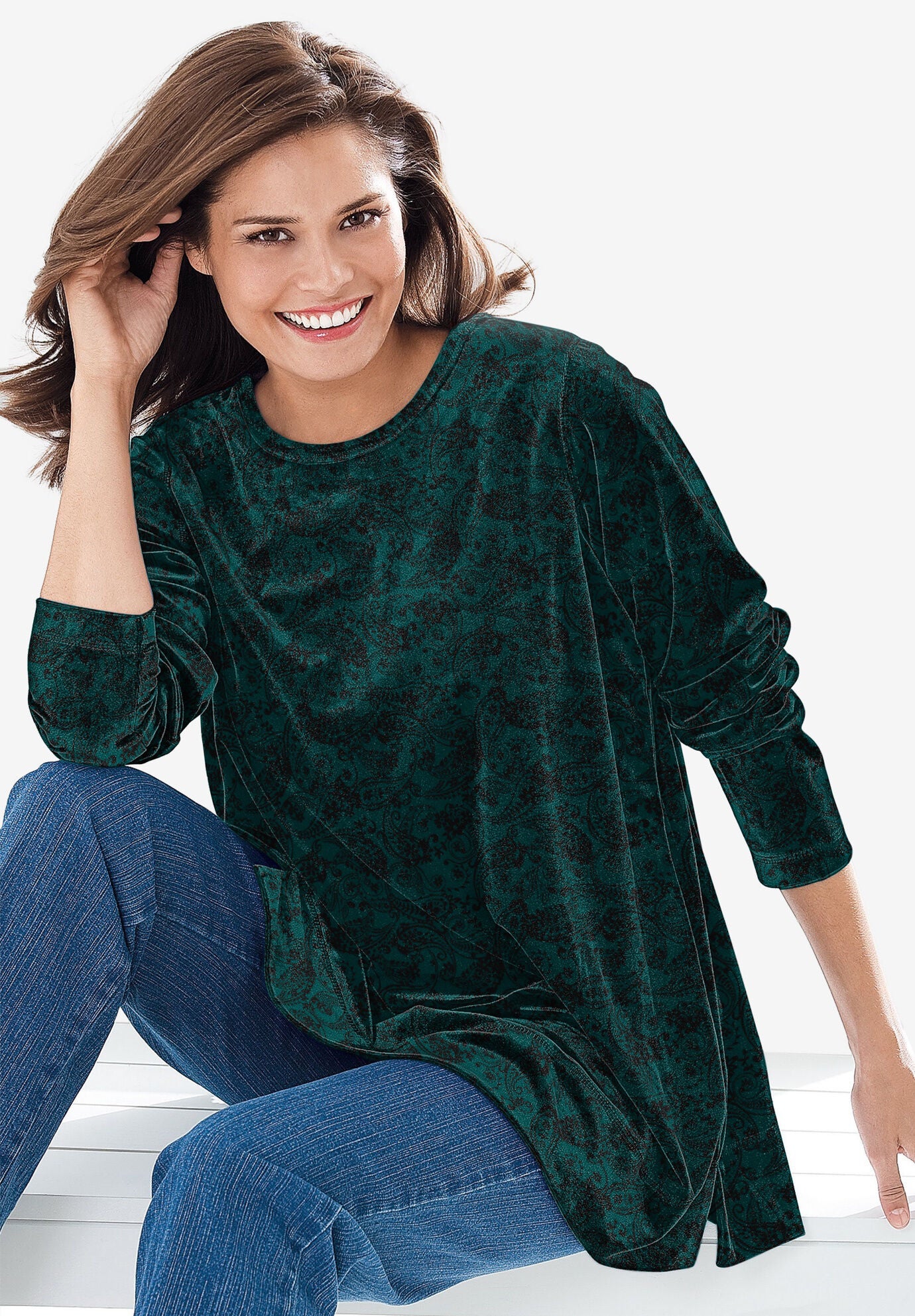 Tunic length sweatshirt on sale