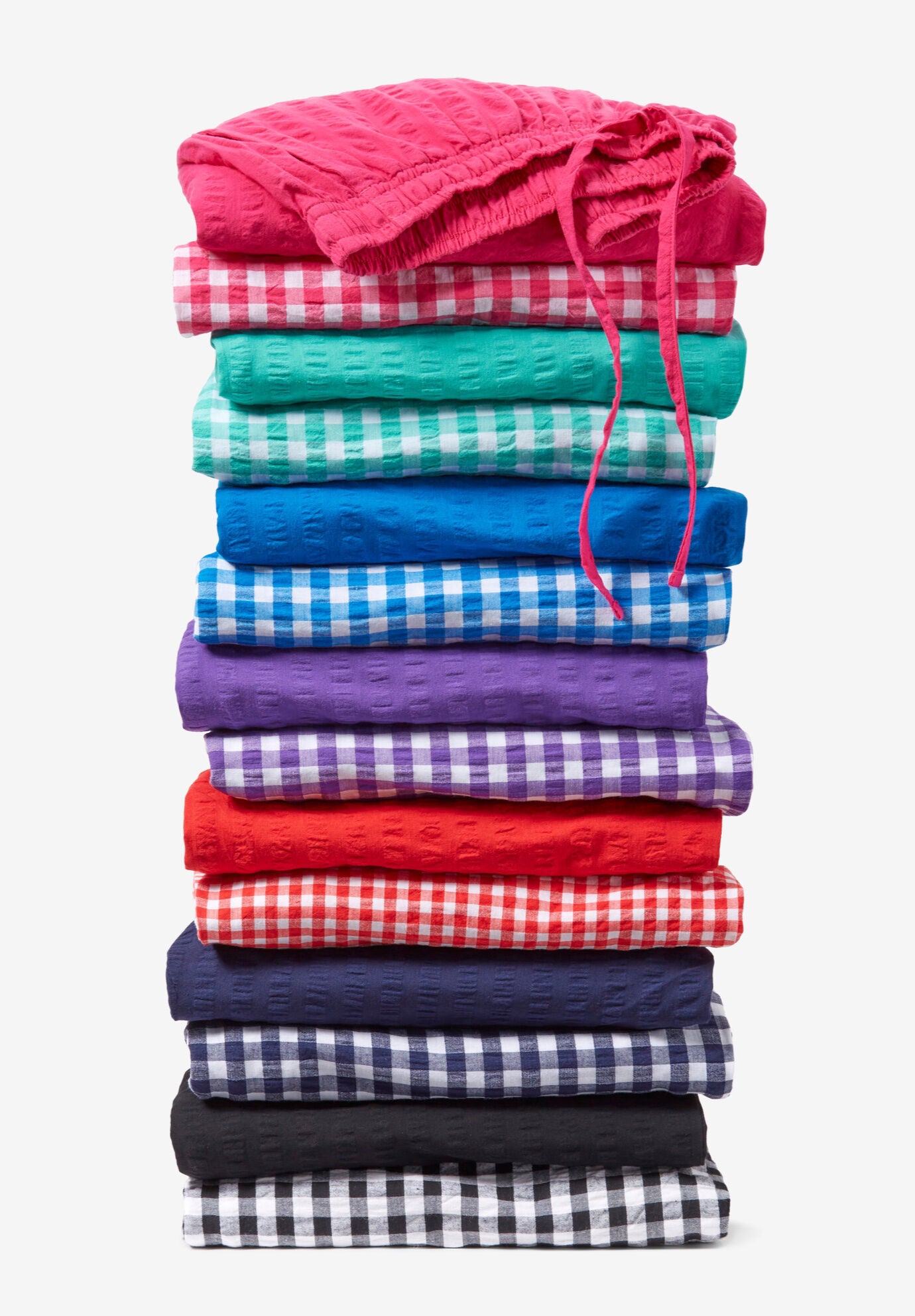 Seersucker Pull-on Elastic-Waist Pants, , alternate image number 2